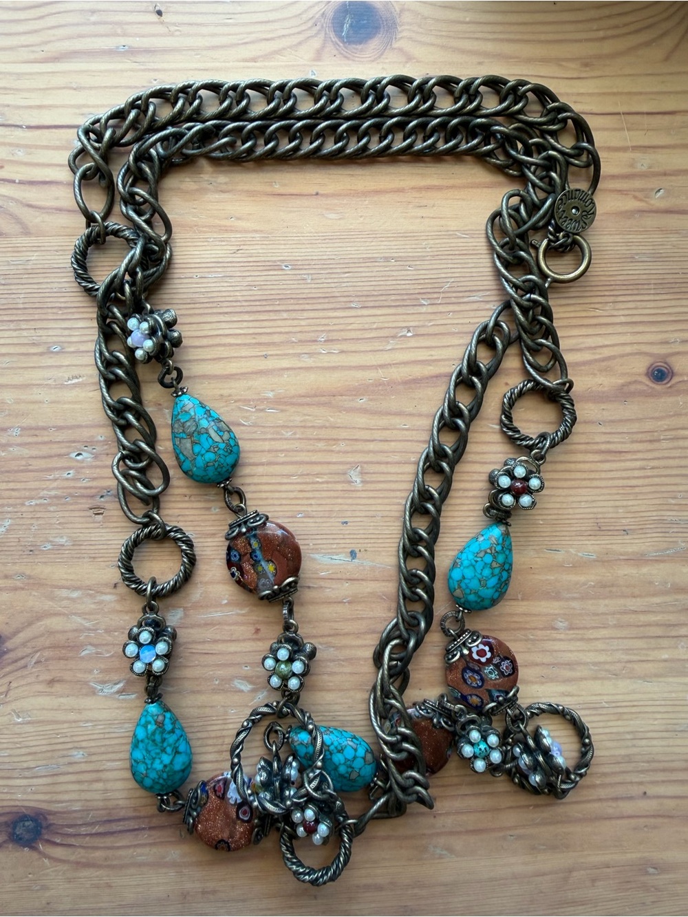 SWEET ROMANCE Bohemian Turquoise & Bronze Statement Necklace - Women Jewelry